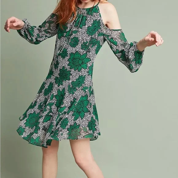 Donna Morgan Dresses | Donna Morgan Floral Shift Green Black Dress Long Sleeve Cold Shoulder Size 8 | Color: Black/Green | Size: 8 | Edr_Glam's Closet Donna Morgan Dresses | Donna Morgan Floral Shift Green Black Dress Long Sleeve Cold Shoulder Size 8 | Color: Black/Green | Size: 8 | Edr_Glam's Closet